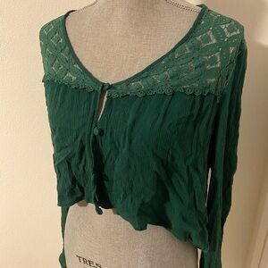 Forest Green Lace Accent Blouse